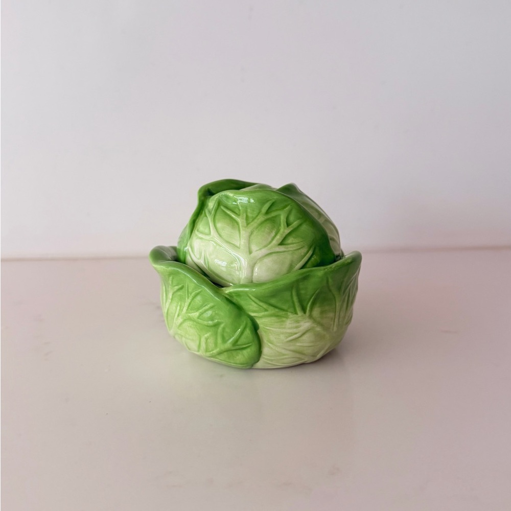 Vintage Green Ceramic Cabbage Dual Salt & Pepper Shaker
